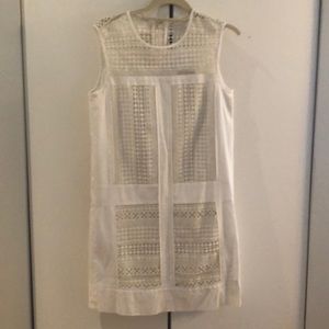 JCrew cream, embroidered shift dress